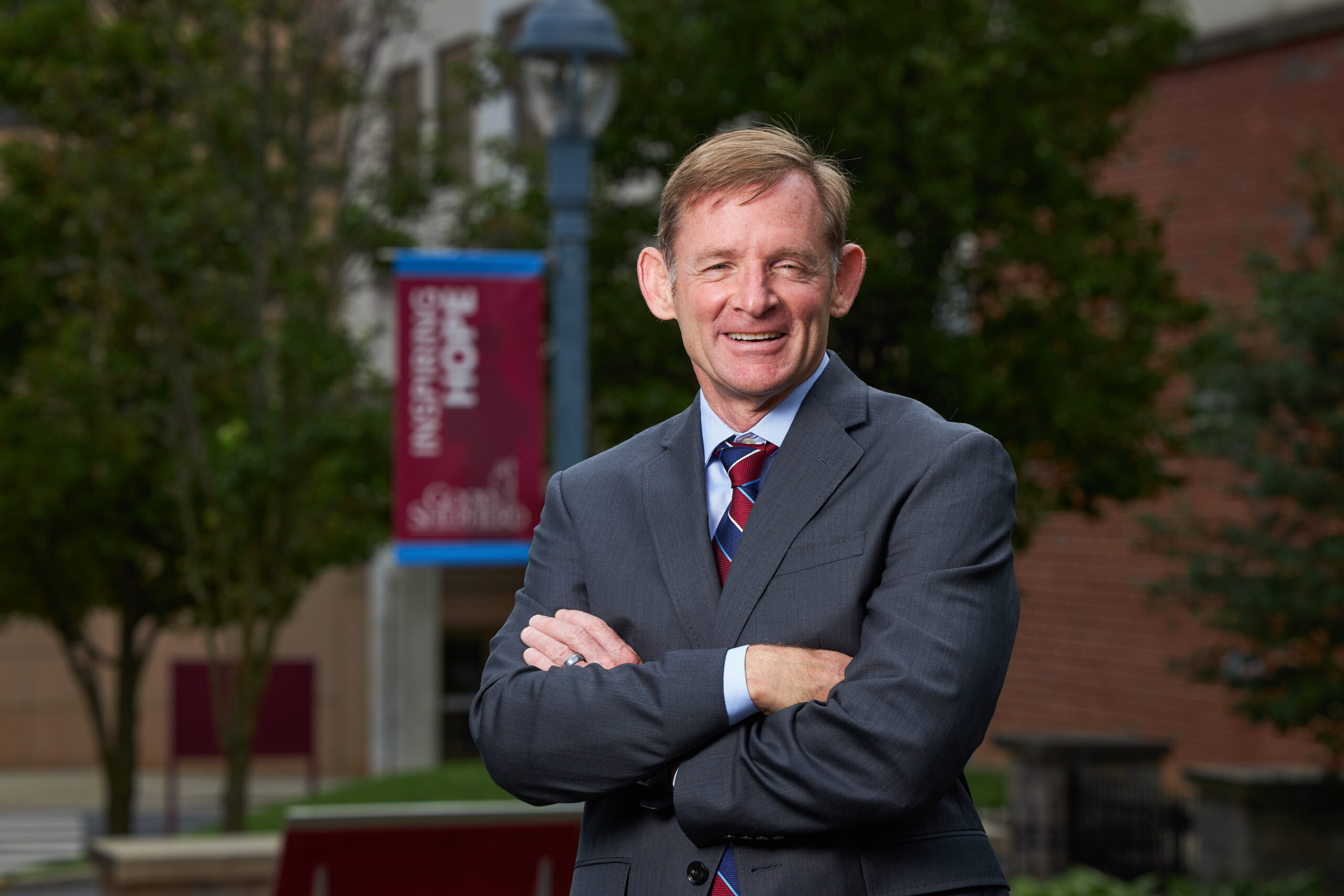 Good Shepherd Rehabilitation Network President & CEO Michael Spigel, PT, MHA, stands outside the Allentown, Pa., campus